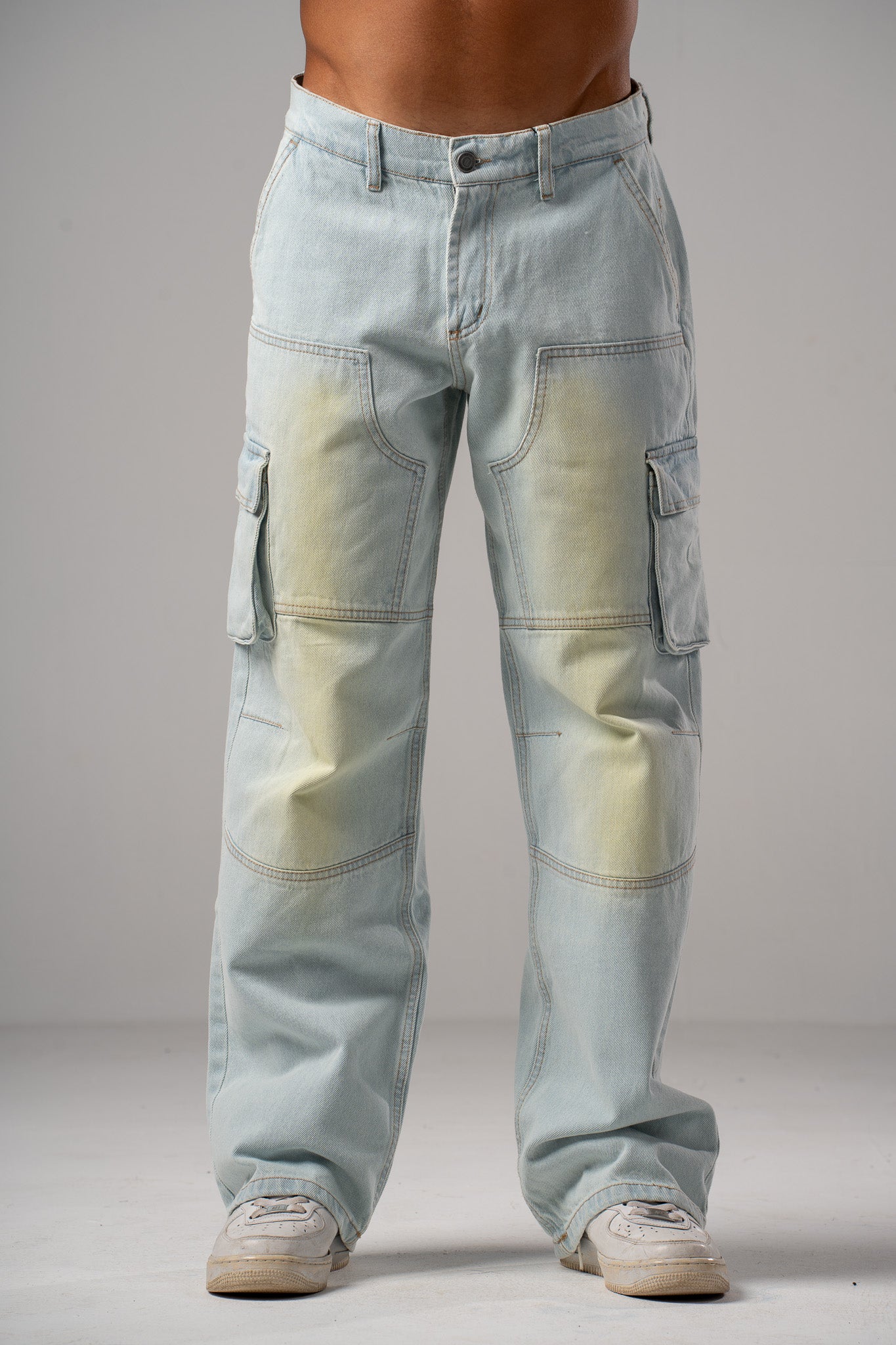 Light Indigo Baggy Moto Jeans